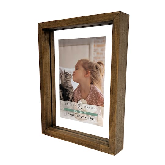 6 Pack: Expressions™ 4" x 6" Brown Linear Wood Float Frame by Studio Décor®